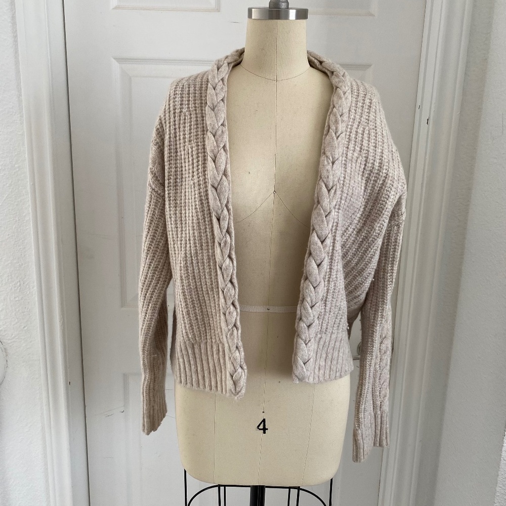 Beige Braided Cardigan